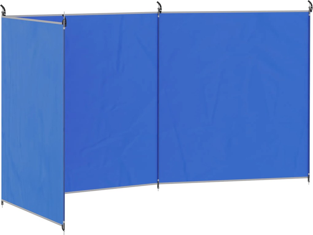 Outsunny Protetor de Vento para Camping, Tela de Privacidade com 4 Hastes de Aço, Bolsa de Transporte, Proteção de Praia para Camping Jardim 540 x 150 cm Azul | Aosom Portugal