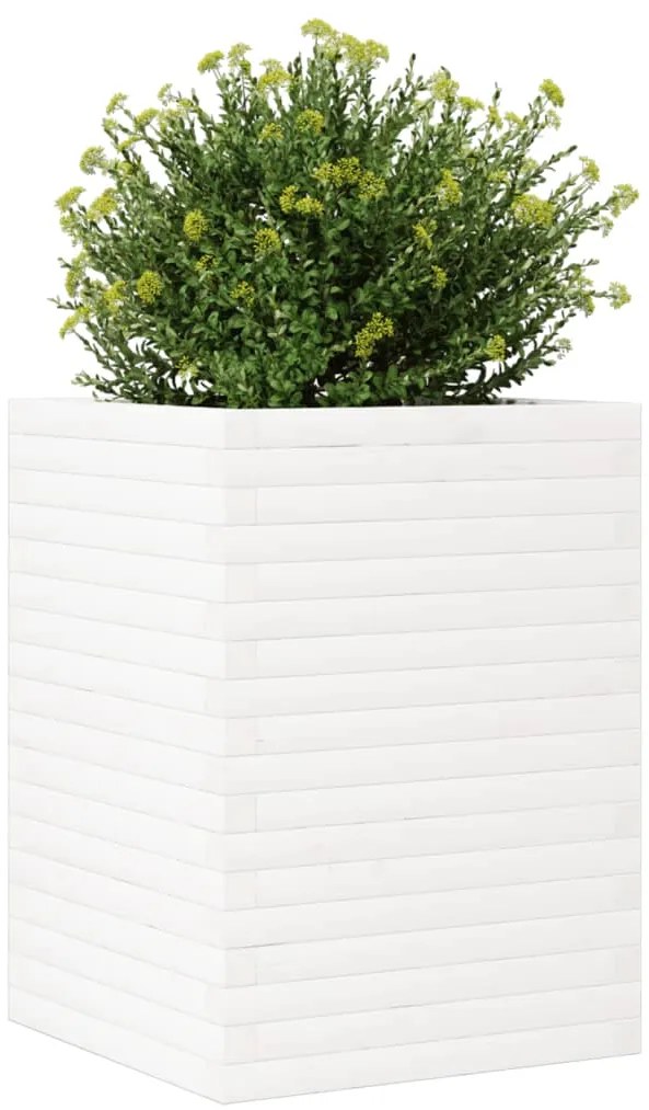 Vaso/floreira de jardim 50x50x68,5 cm pinho maciço branco