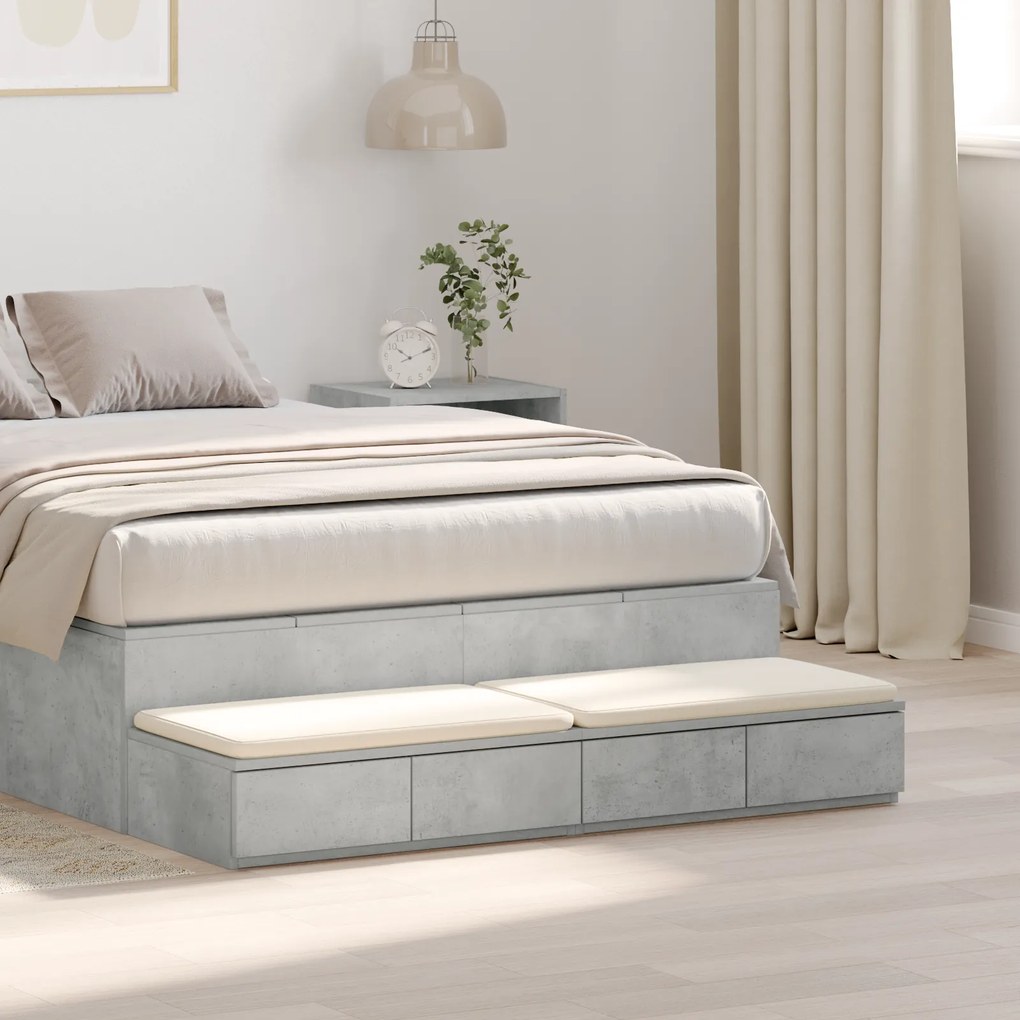 vidaXL Mesa de Gavetas Cinza Betão 120x36,5x16,5 cm Madeira de Engenharia