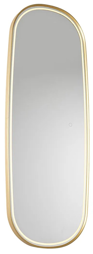 Espelho de casa de banho moderno dourado com LED e dimmer tátil - Geraldien