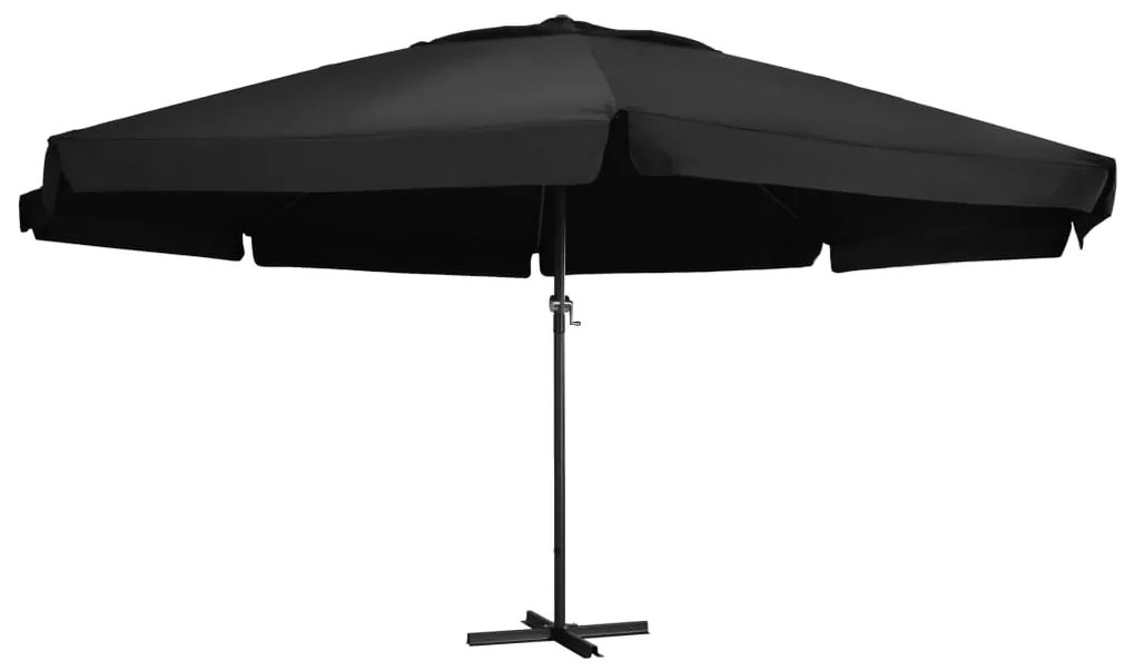 Guarda-sol de jardim com poste de alumínio 500 cm preto