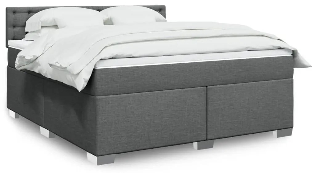 vidaXL Cama com molas/colchão 180x200 cm tecido cinzento-escuro