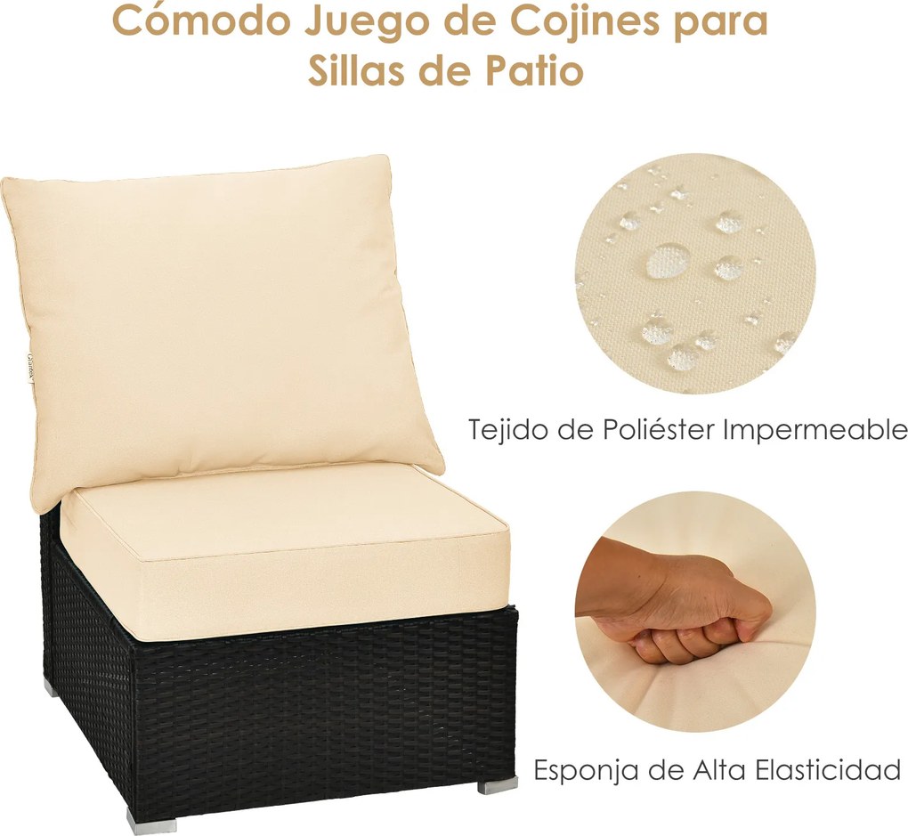 Conjunto de 2 almofadas para jardim (CADEIRA NÃO INCLUIDA) com fitas antiderrapantes removíveis e enchimento macio para sofá de sala de estar, cor beg