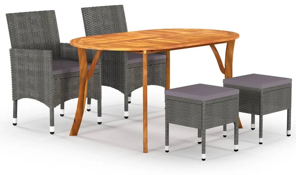 vidaXL 5 pcs conjunto de jantar para jardim cinzento