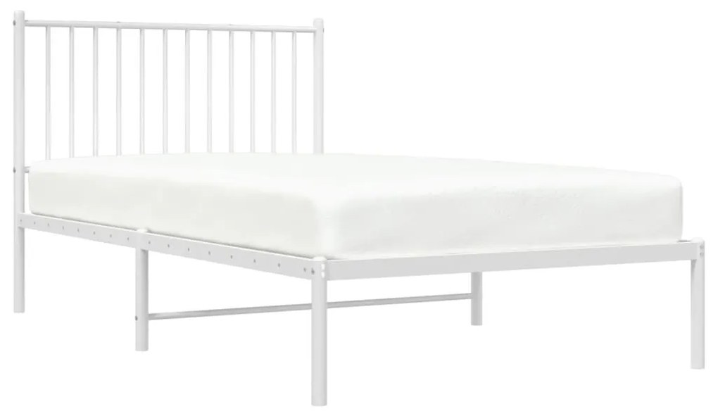 Estrutura de cama com cabeceira 100x190 cm metal branco