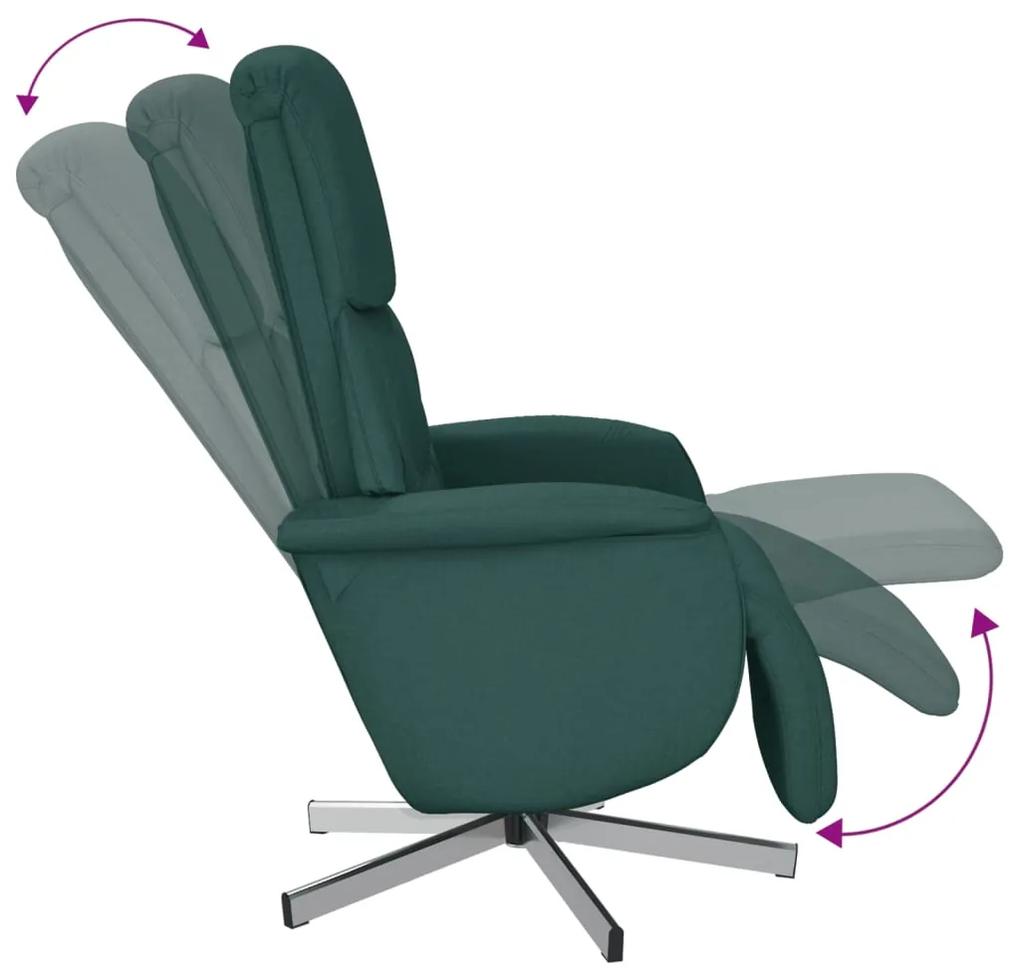 Cadeira reclinável com apoio de pés tecido tecido verde-escuro
