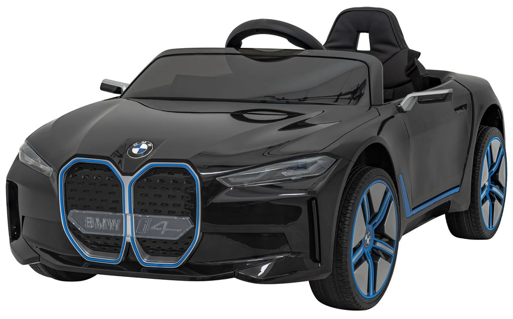 Carro elétrico para Crianças BMW I4 12V, Rodas Espuma EVA, Assento couro ecológico Preto