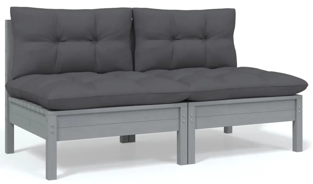 7 pcs conjunto lounge de jardim c/ almofadões pinho maciço