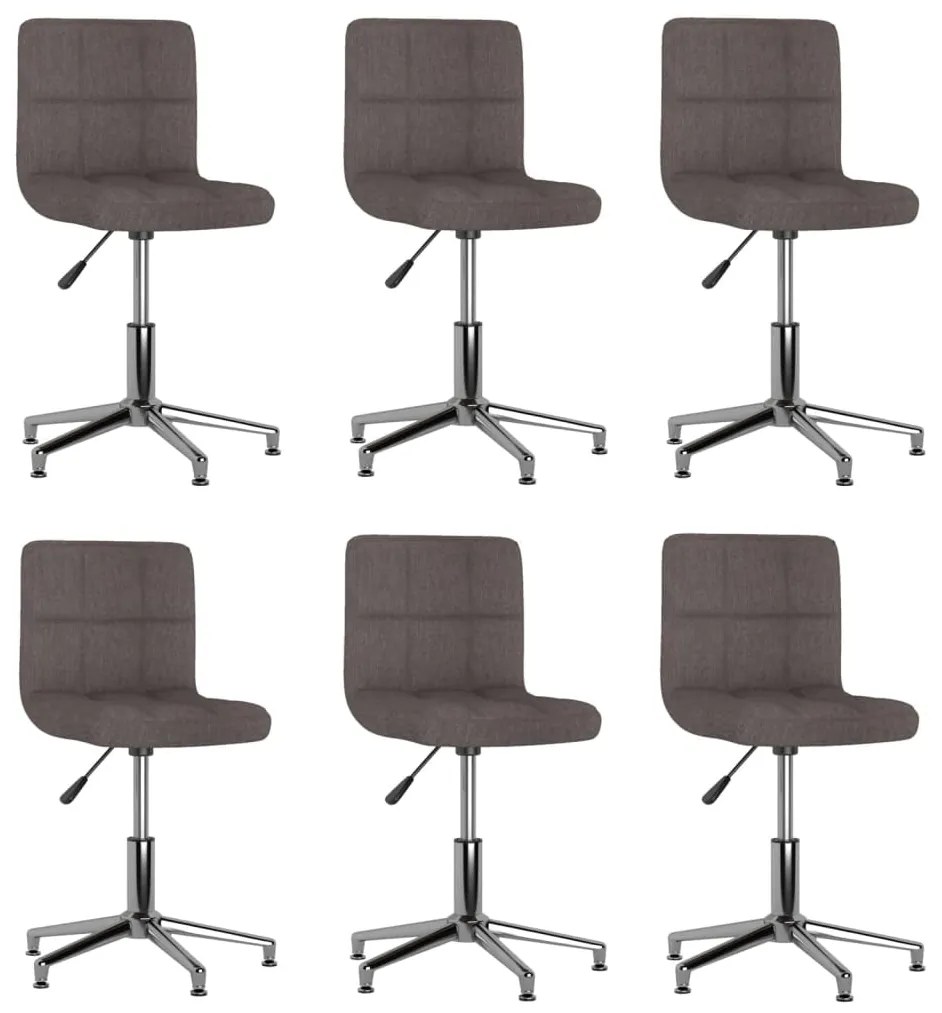 vidaXL Cadeiras de jantar giratórias 6 pcs tecido cinzento-acastanhado