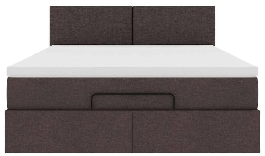 Estrutura cama otomana colchão 140x200cm tecido castanho escuro