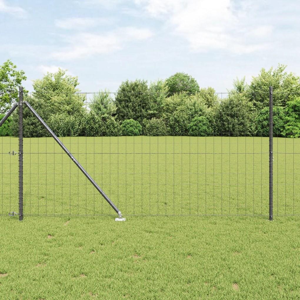 Cerca Euro com 13 Postes de Ponta 1.2x25 m Aço Galvanizado Cinza