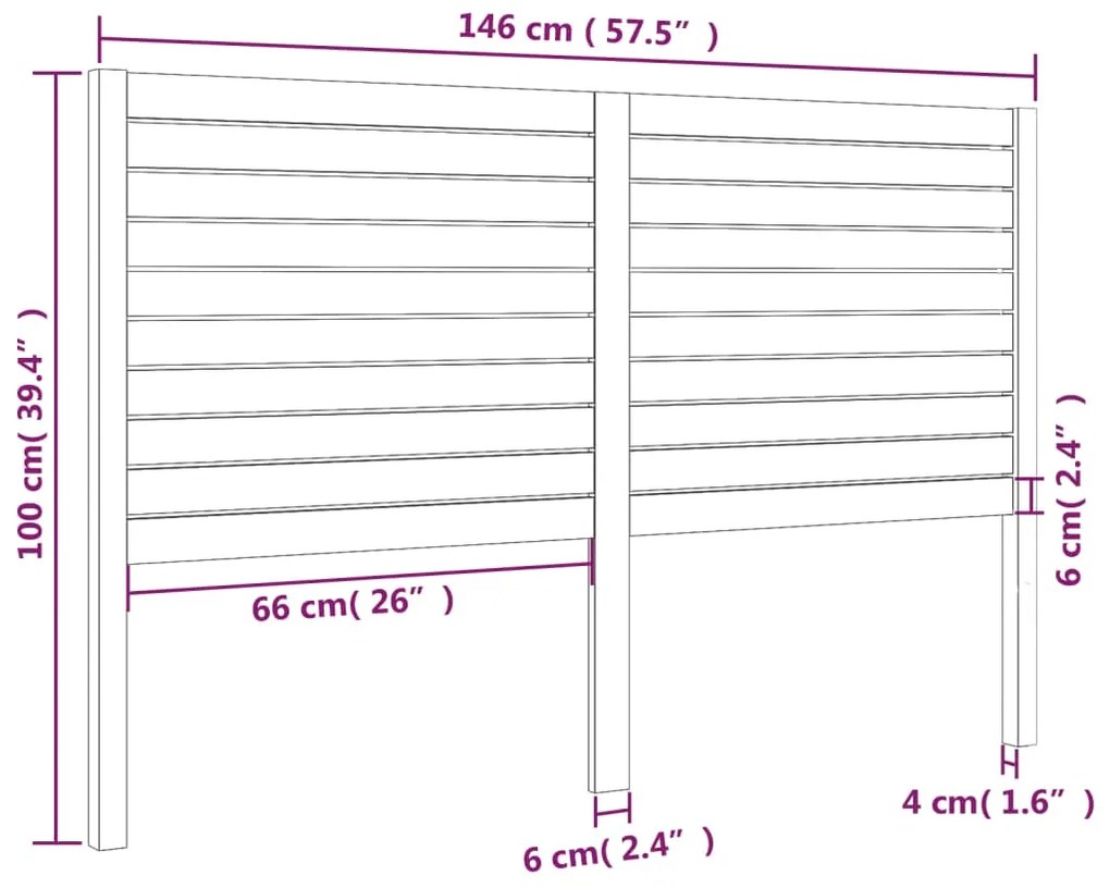 Cabeceira de cama 146x4x100 cm pinho maciço