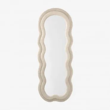 Espelho De Parede Irregular 60x160 Cm Estofado Evelyn Tecido Pele De Borrego Branco - Sklum