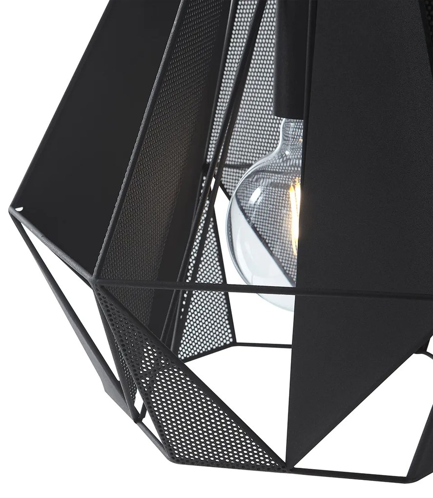 Candeeiro de suspensão industrial preto com malha 3 luzes - Carcass Industrial