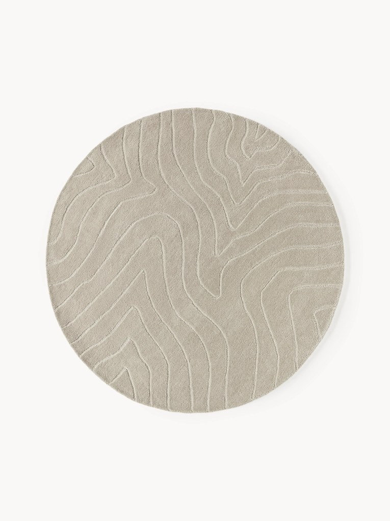 Tapete redondo em lã artesanal Aaron