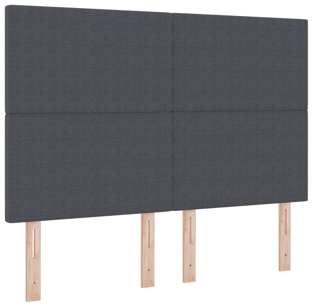 Cama Box com Colchão Cinza Escuro 160x200 cm Tecido de Corduroy