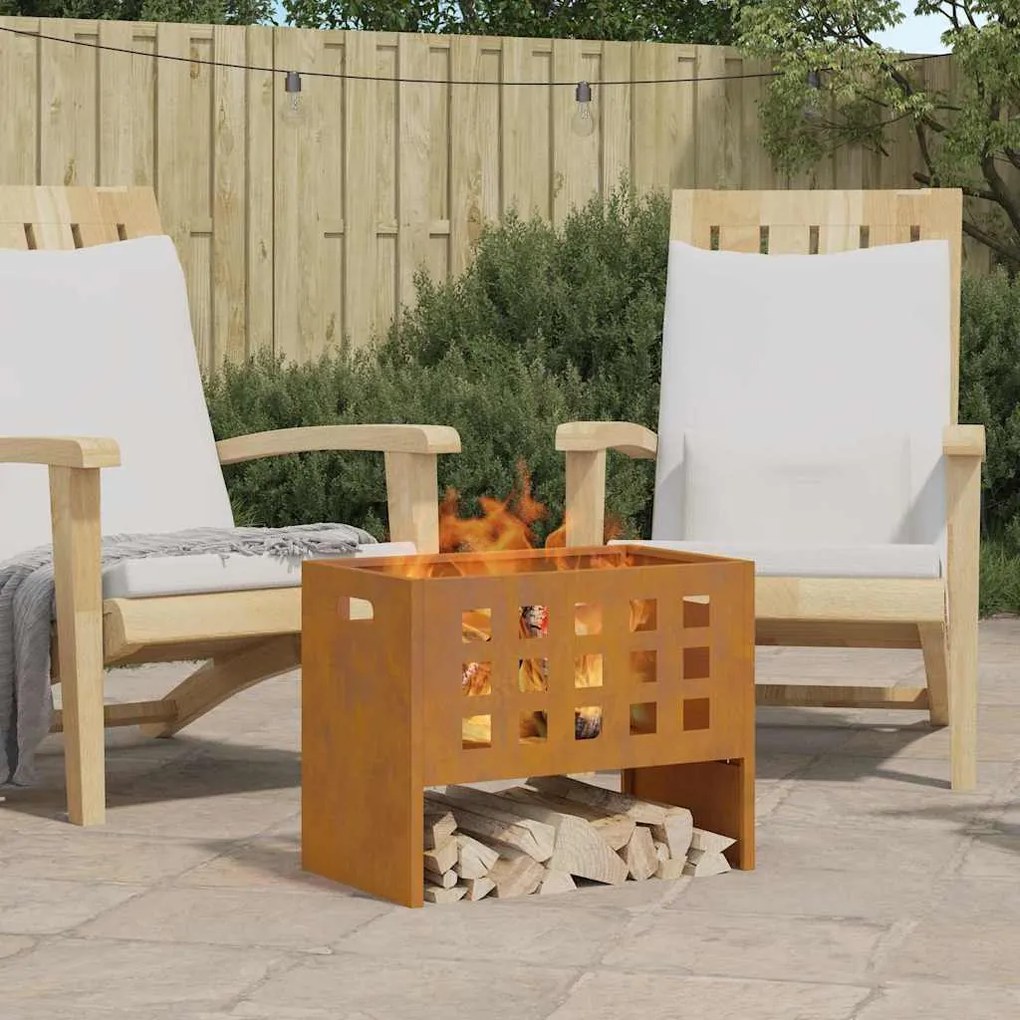 vidaXL Fire Pit Castanho 50 x 30 x 40 cm Aço corten