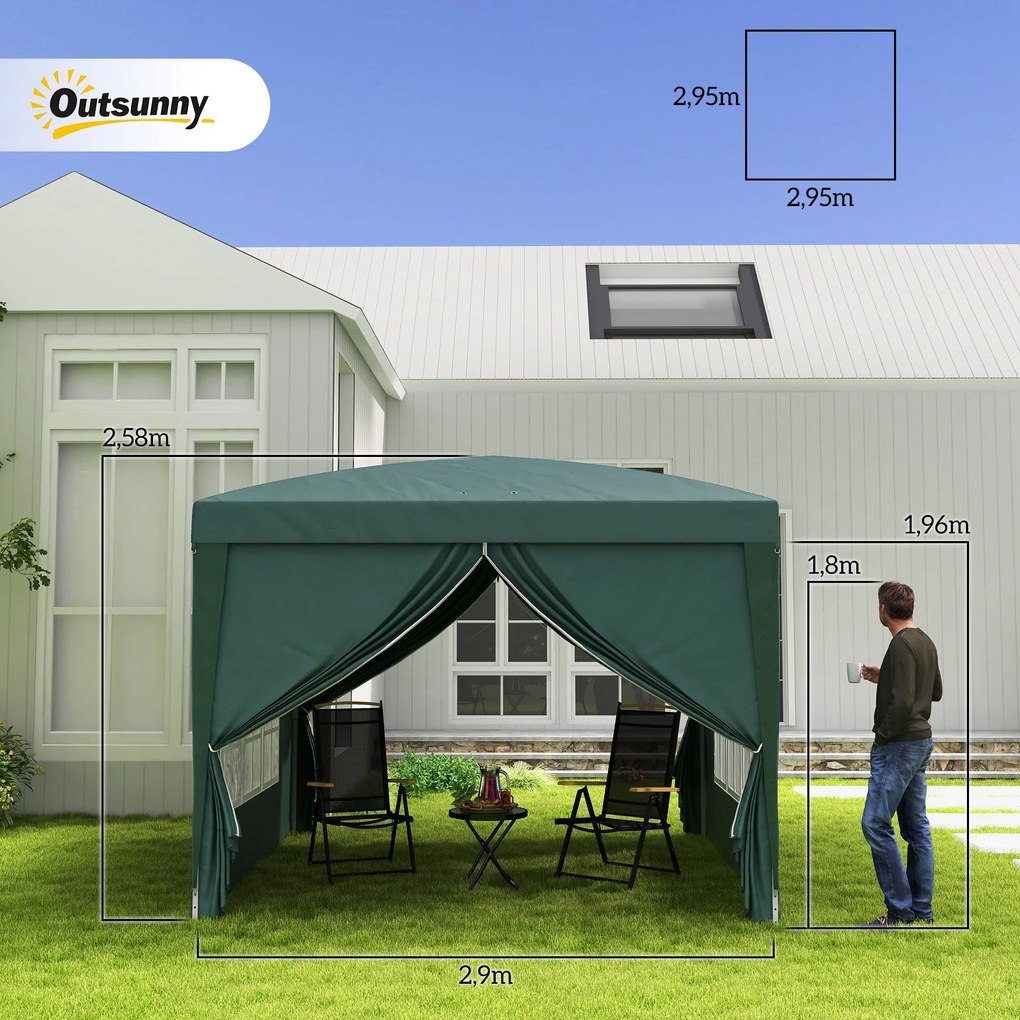 Tenda de Jardim com Paredes Laterais Amovíveis Janelas Porta com Zíper