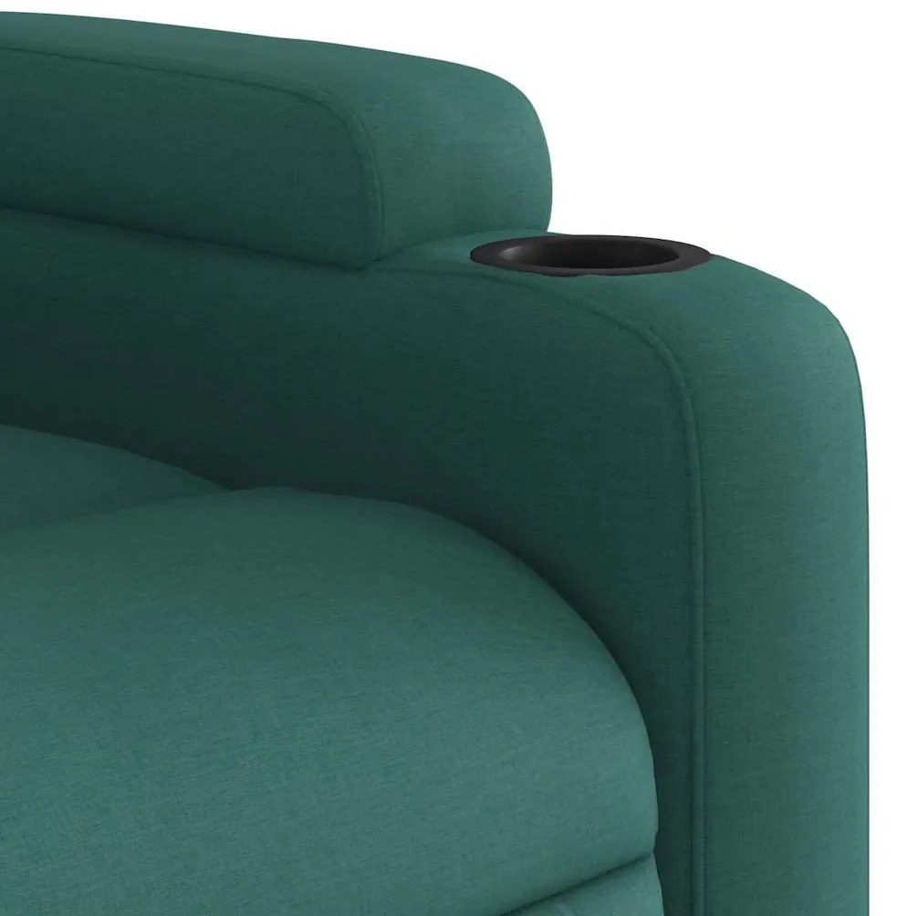Poltrona de massagens reclinável tecido verde-escuro