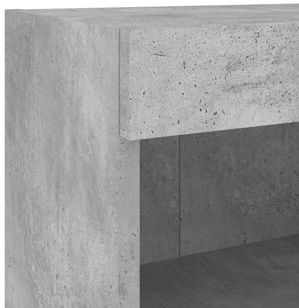 Mesa de cabeceira de parede com luzes LED cinzento cimento