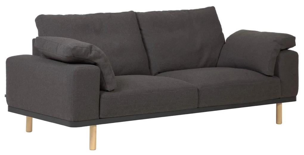 Kave Home - Sofá Noa 3 lugares com almofadas cinzento pés acabamento natural 230 cm