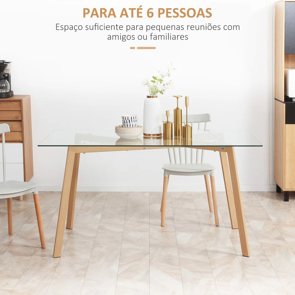 HOMCOM Mesa de Jantar para 6 Pessoas Mesa de Cozinha Moderna com Banca