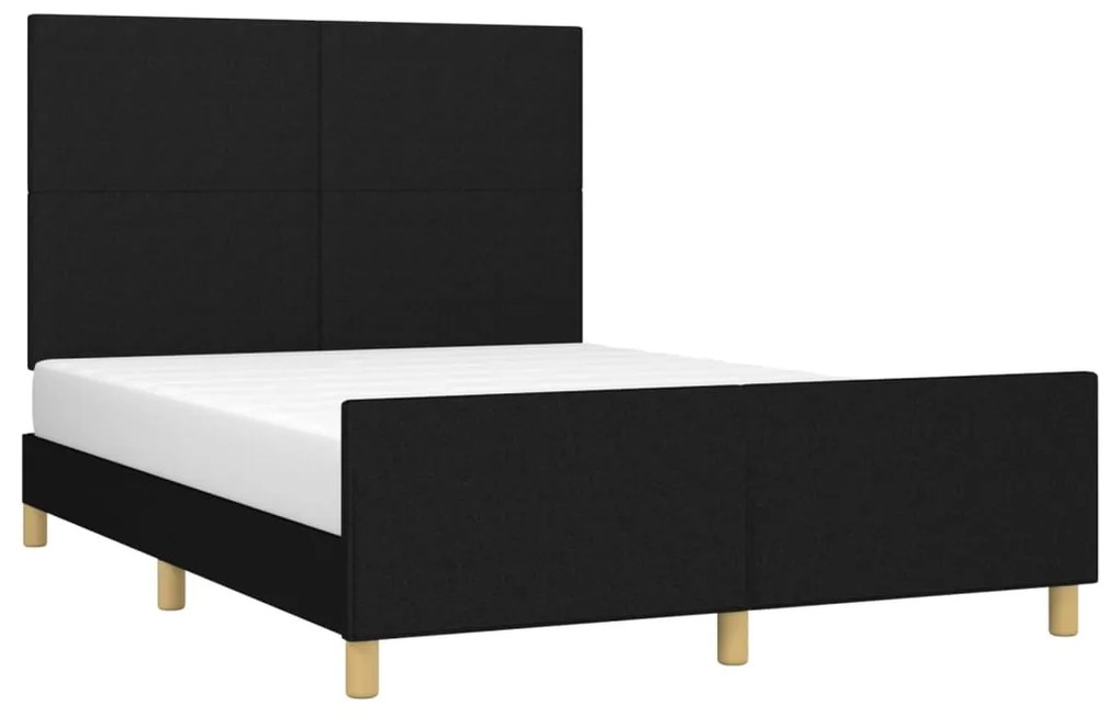 Estrutura de cama sem colchão 140x190 cm tecido preto