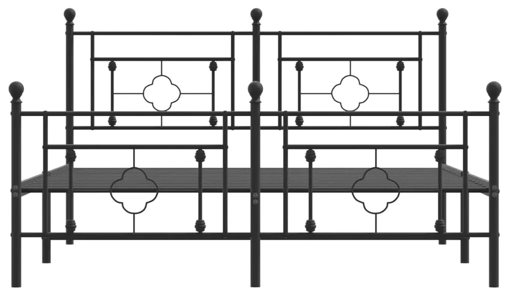 Estrutura de cama com cabeceira e pés 150x200 cm metal preto