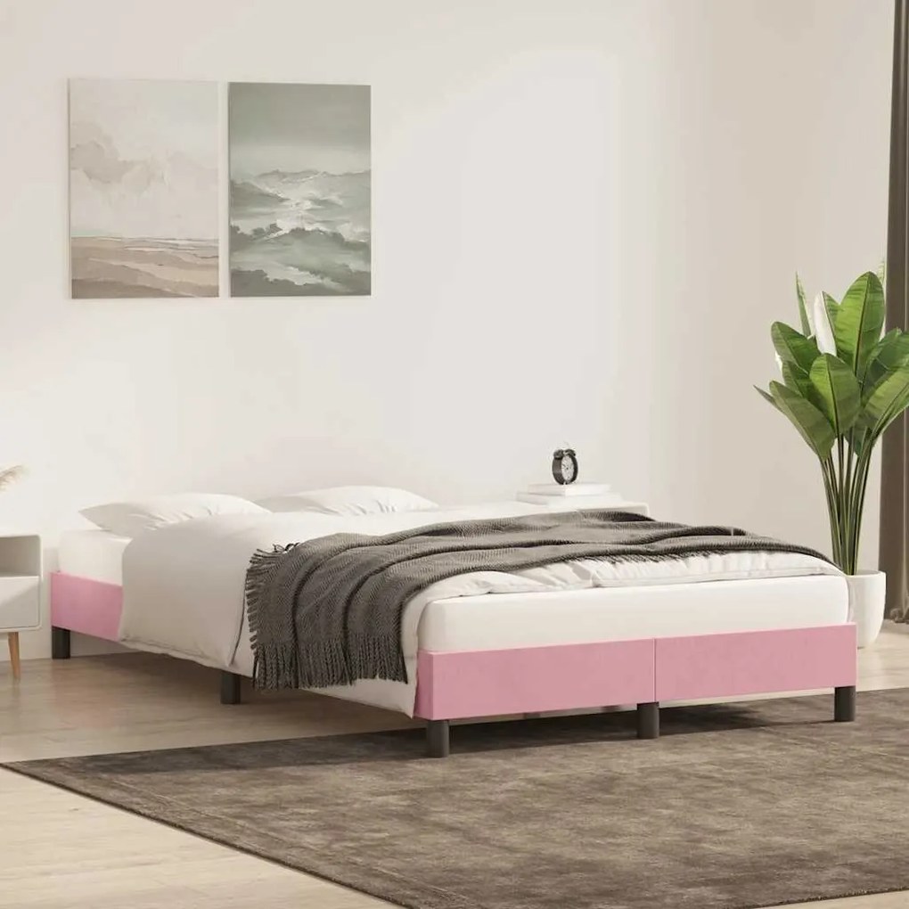 Estrutura de cama com colchão 120x220 cm veludo rosa