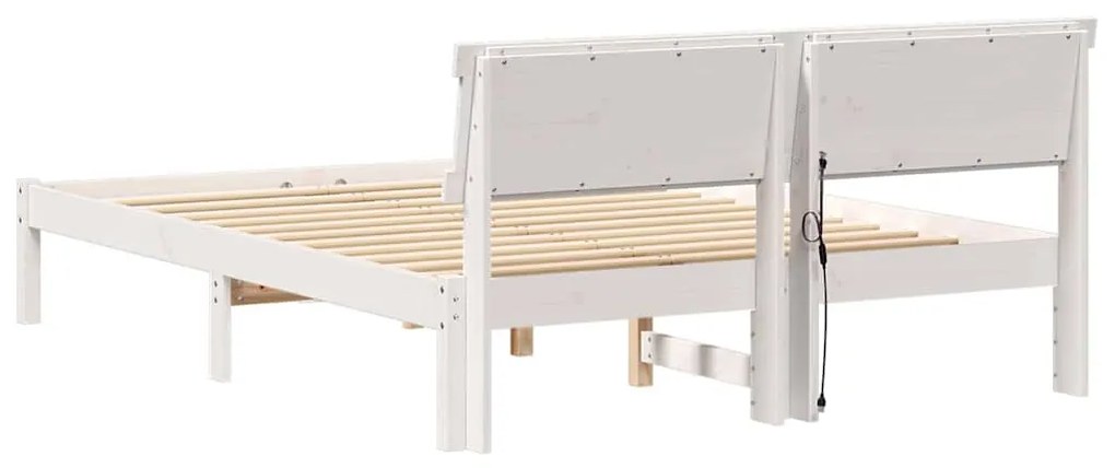 Estrutura da Cama com luzes de tira LED com cabeceira Branco 120 x 200