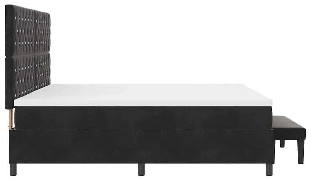 Cama Box Spring da com Colchão e Banco Preto 200x200 cm Veludo