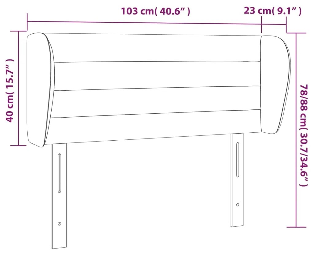 Cabeceira de cama c/ abas tecido 103x23x78/88cm cinzento-escuro