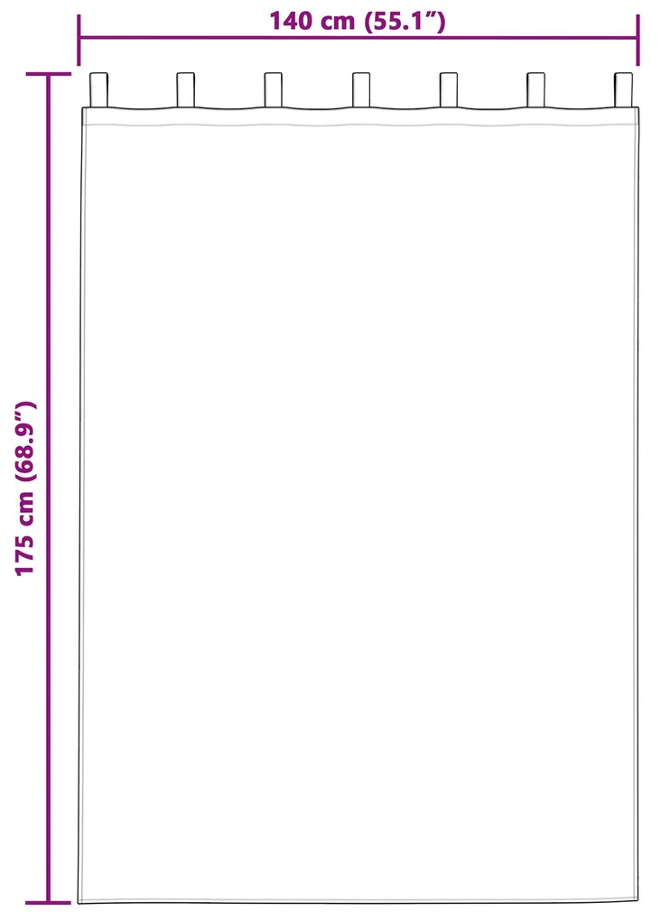 Cortinas 2 pcs com Abas Castanhas 175x140 cm