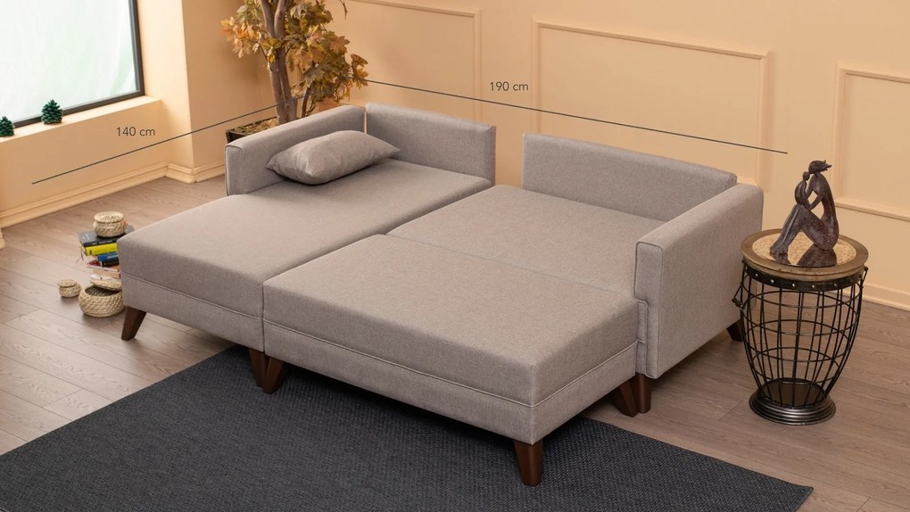 Sofá-Cama de Canto Bella – Creme – 205x85x140 cm