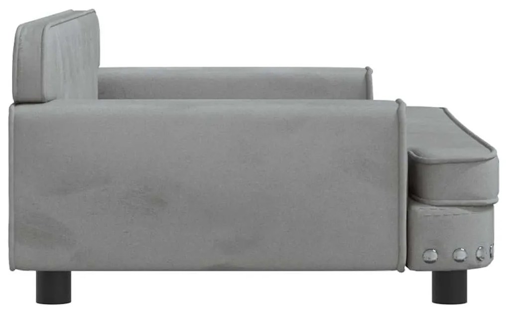 Cama para cães 90x53x30 cm veludo cinzento-claro