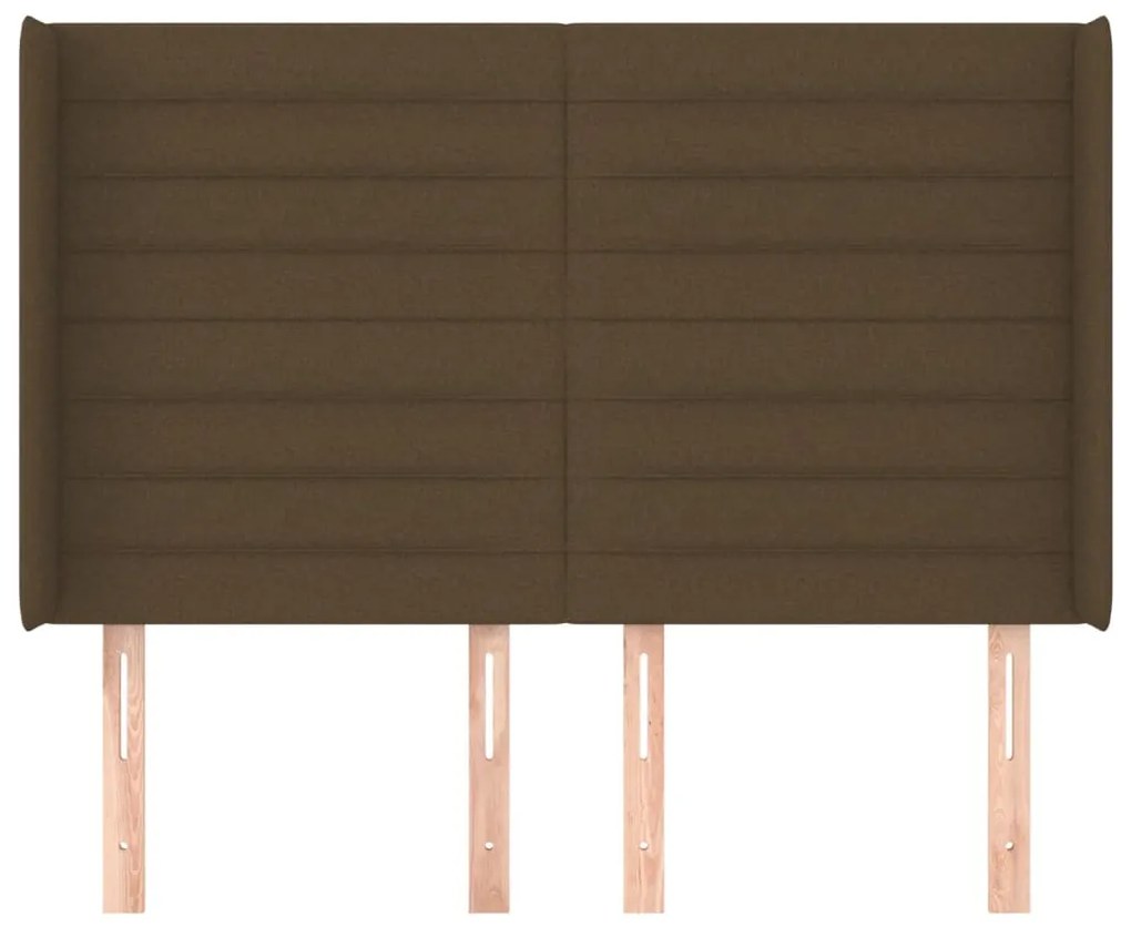 Cabeceira cama c/ abas tecido 147x16x118/128 cm castanho-escuro