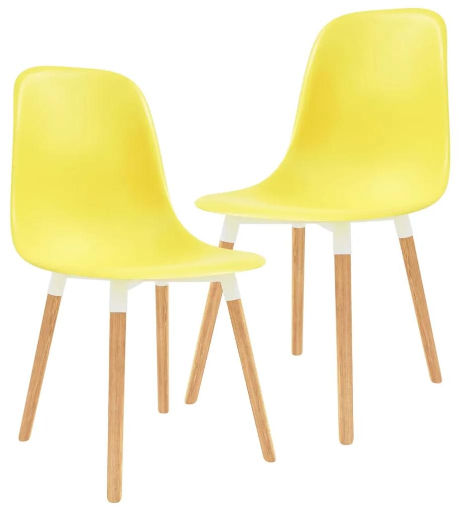 Cadeiras de jantar 2 pcs plástico amarelo