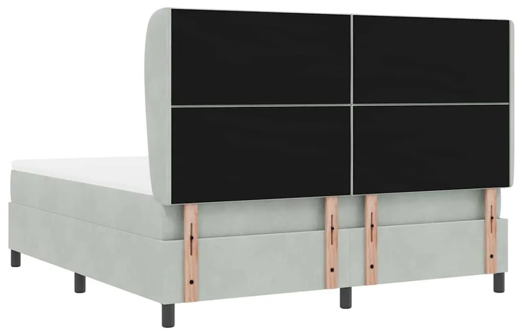 Cama com Estrado e Colchão Cinza Claro 180x200 cm em Veludo