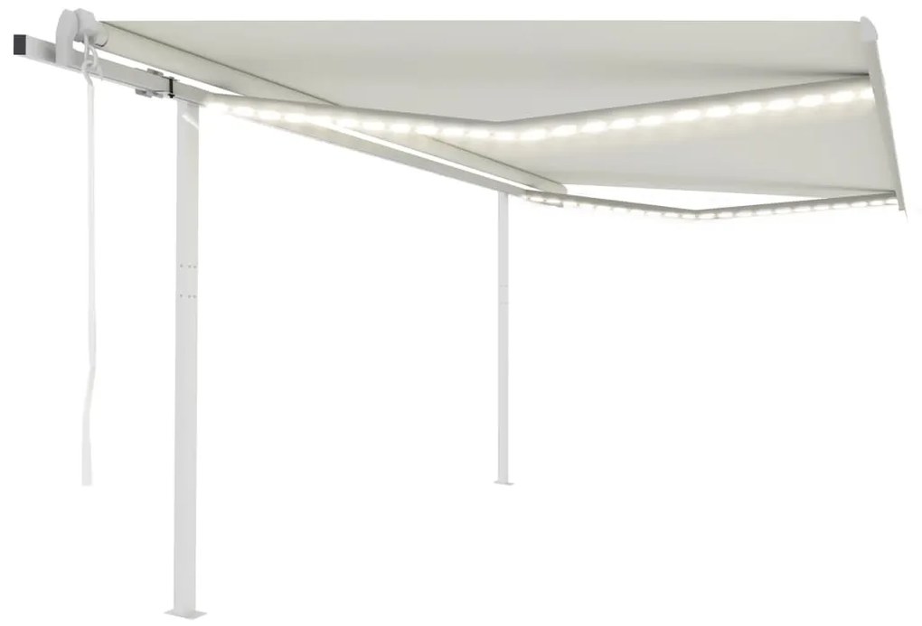 vidaXL Toldo automático c/ LED e sensor de vento 4x3,5 m cor creme