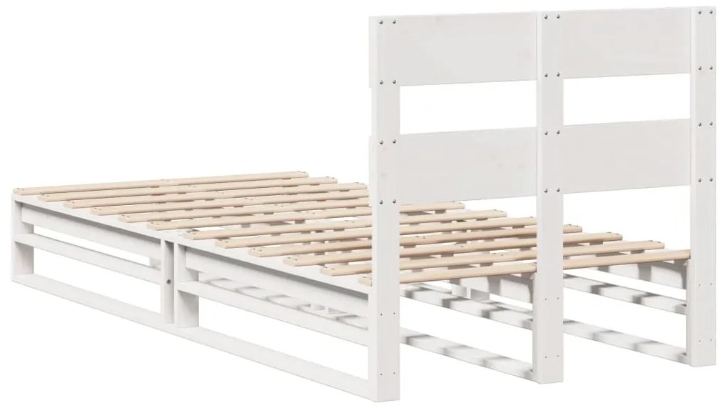 Cama sem colchão 90x200 cm madeira de pinho maciça branco