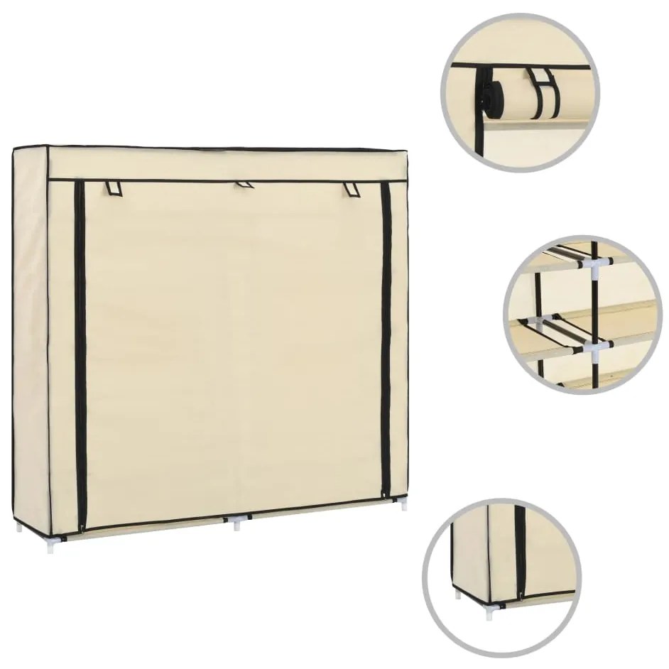 Sapateira com cobertura 115x28x110 cm tecido cor creme