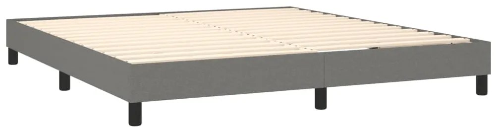 Cama box spring c/ colchão e LED 160x200 cm tecido cinza-escuro