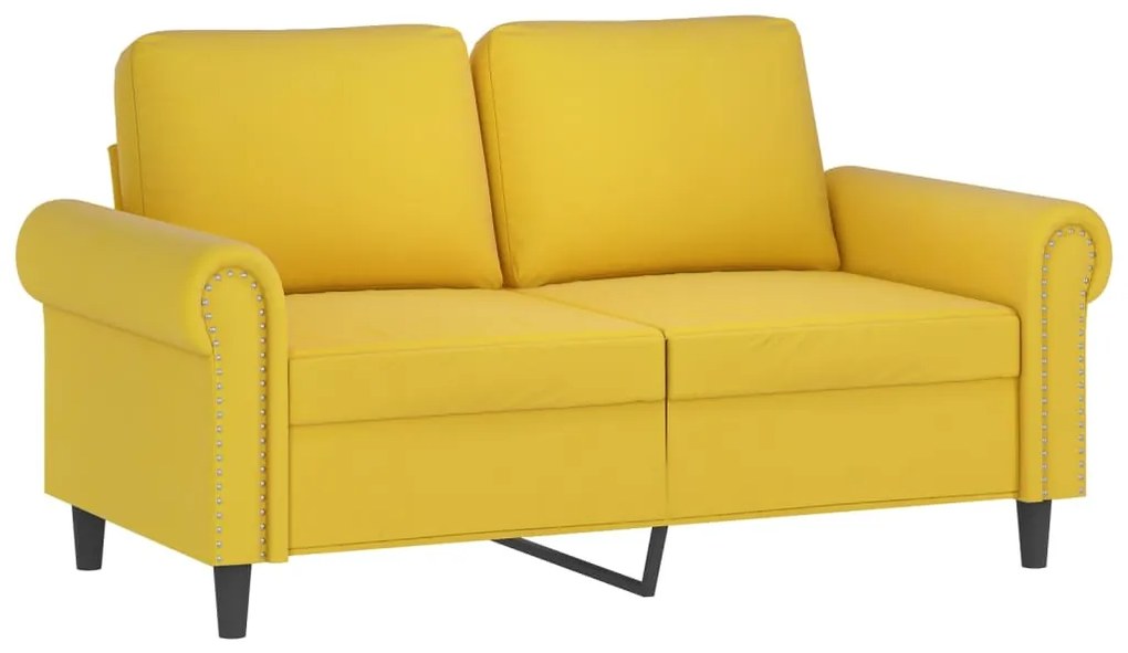 Sofá 2 lugares c/ almofadas decorativas 120 cm veludo amarelo