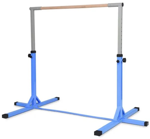 Barra de treinamento de ginástica ajustável de 90 cm a 150 cm com almofadas de borracha antiderrapantes e barra de madeira de faia para crianças