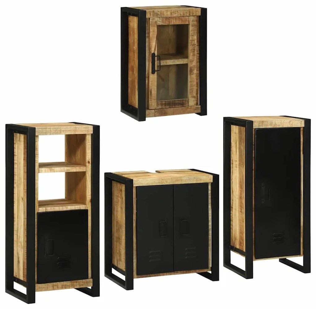 vidaXL Conjunto de Móveis para Banheiro 4 pcs Madeira de manga maciça