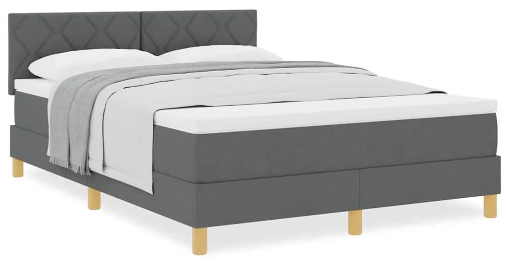 Cama Box Spring com Colchão Cinza Escuro 140x200 cm Tecido
