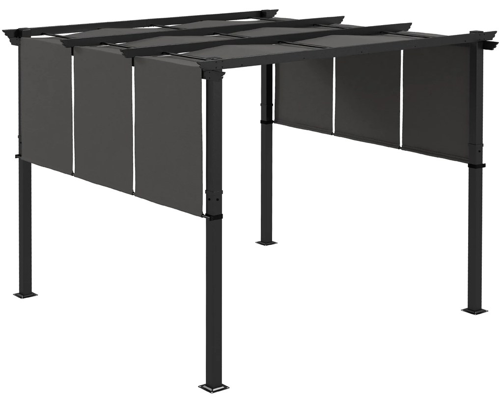 Pérgola de Jardim 3x3 m Pérgola para Exterior com Teto Retrátil Estrut