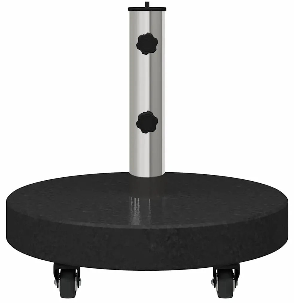 Base de Guarda-Sol com Rodas para Postes de Ø38/48mm - Granito Preto,