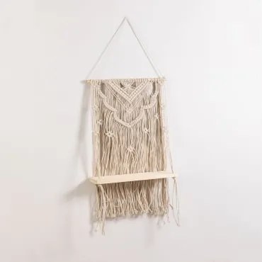 Tapeçaria Com Prateleira De Parede Em Algodão E Madeira De Pinho Elizama D - Sklum