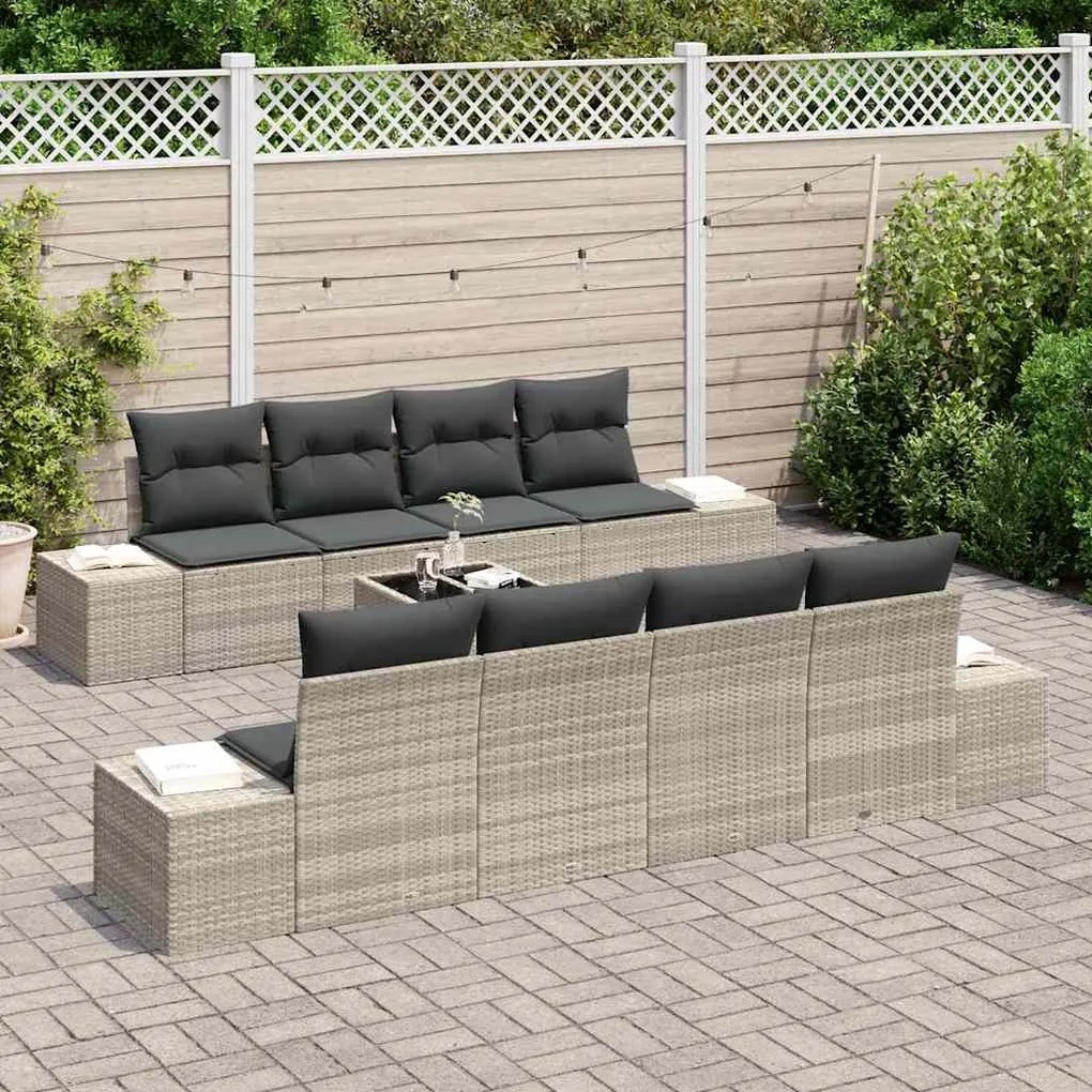 Conjunto de Sofá de Jardim de 7 Peças com Almofadas em Rattan Sintétic